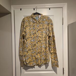 Peacock Blue Yellow Long Sleeve Shirt
